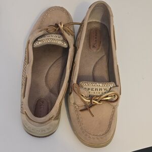 Sperry Women's Beige and Gold Loafers